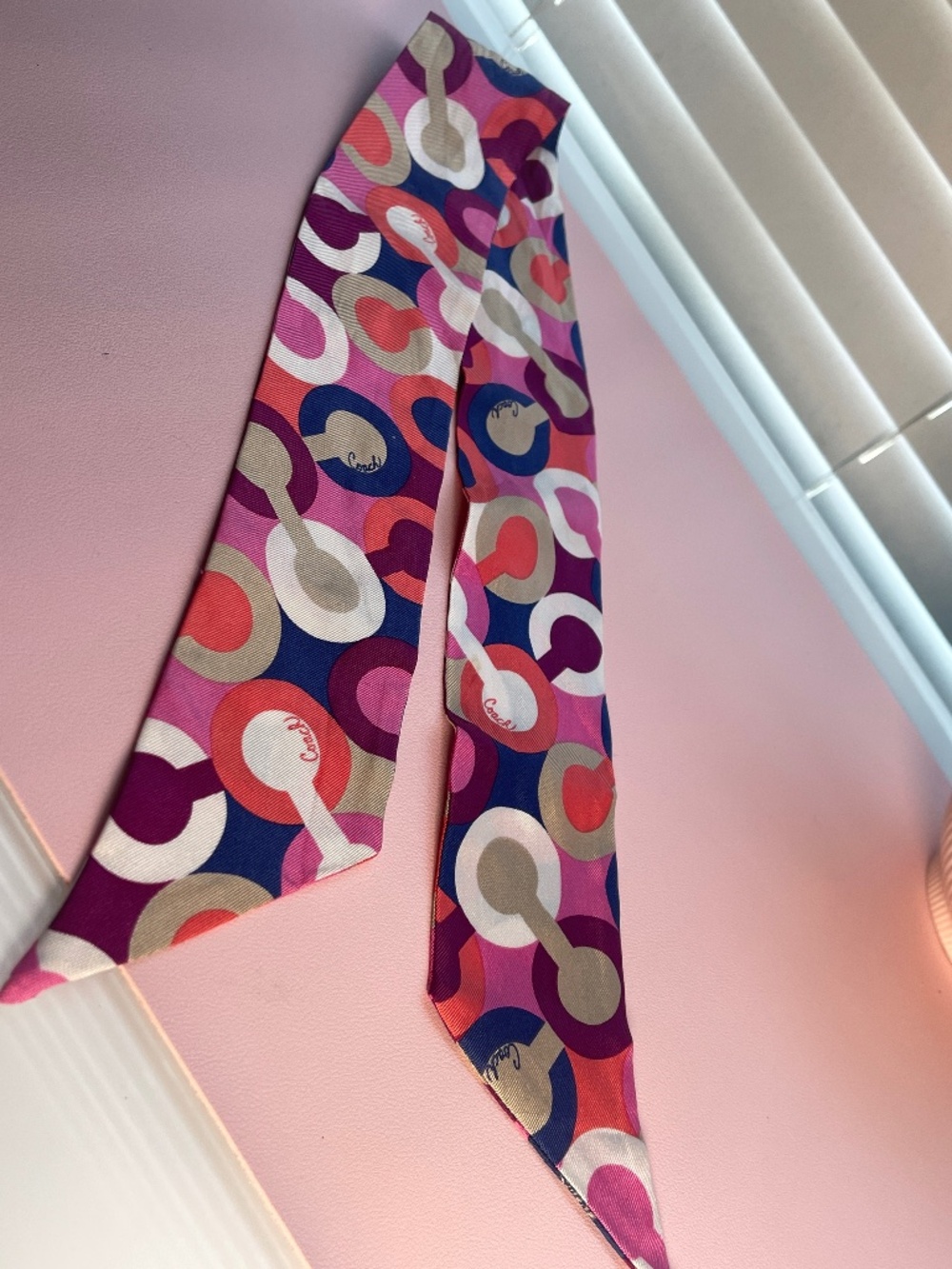 Vintage Coach Y2K Op Art C Silk Skinny Scarf
